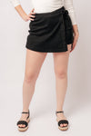 Bentli High Rise Side Tie Denim Skort in Black - Maple Row Boutique