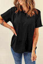 Round Neck Short Sleeve T-Shirt - Maple Row Boutique 