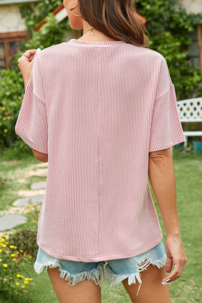 Round Neck Half Sleeve T-Shirt - Maple Row Boutique 