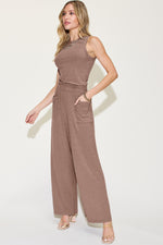 Basic Bae Full Size Ribbed Tank and Wide Leg Pants Set - Maple Row Boutique 