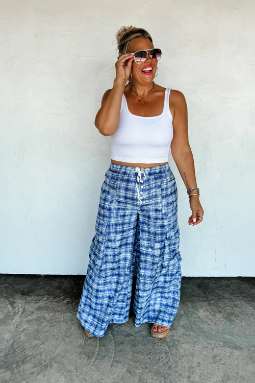 PREORDER: Plaid Behavior Wide Leg Pants - Maple Row Boutique