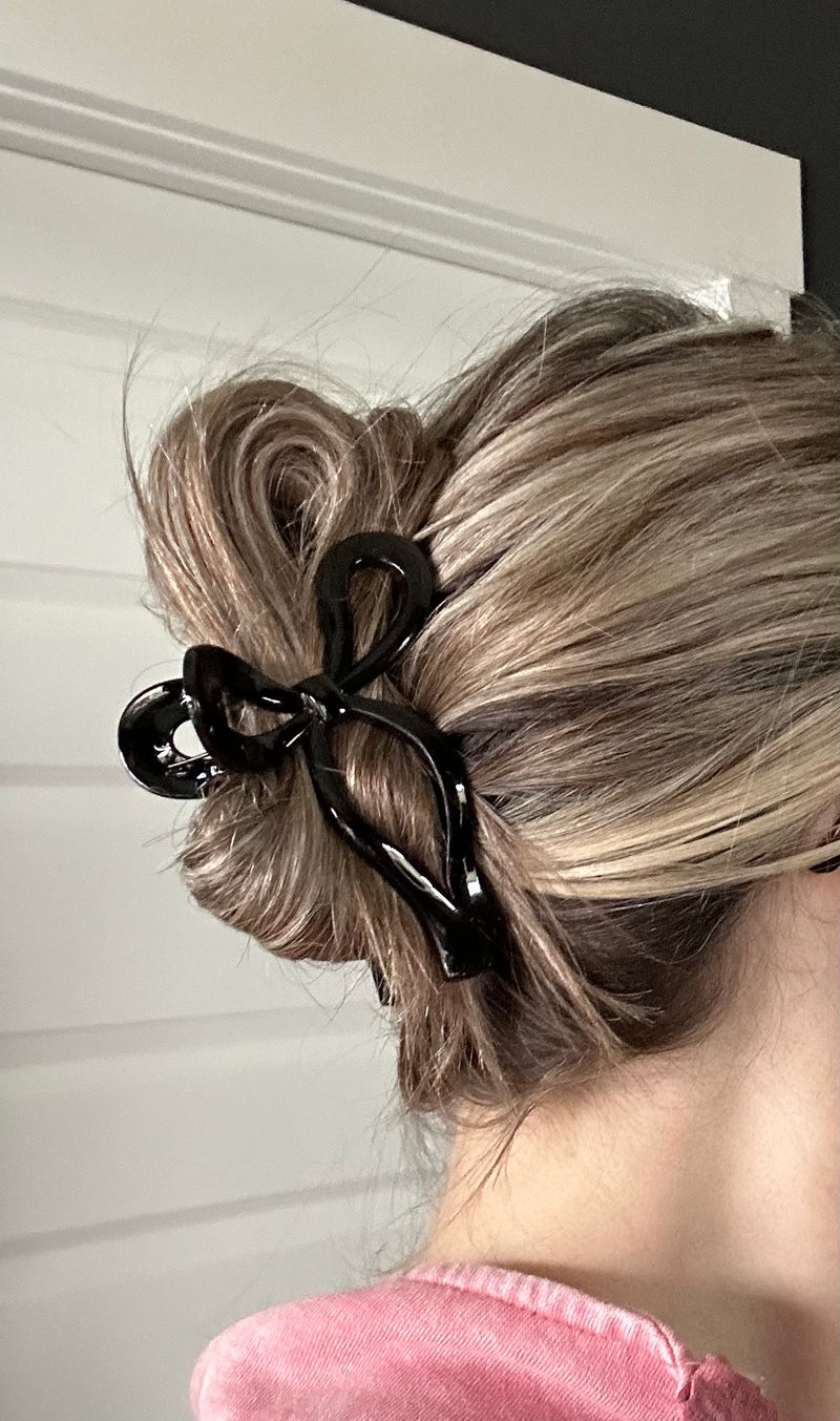 Black Large Bow Hair Clip - Maple Row Boutique 
