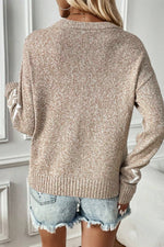 Star Round Neck Dropped Shoulder Sweater - Maple Row Boutique 