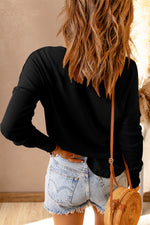 Double Take Full Size Half Button Drop Shoulder T-Shirt - Maple Row Boutique 