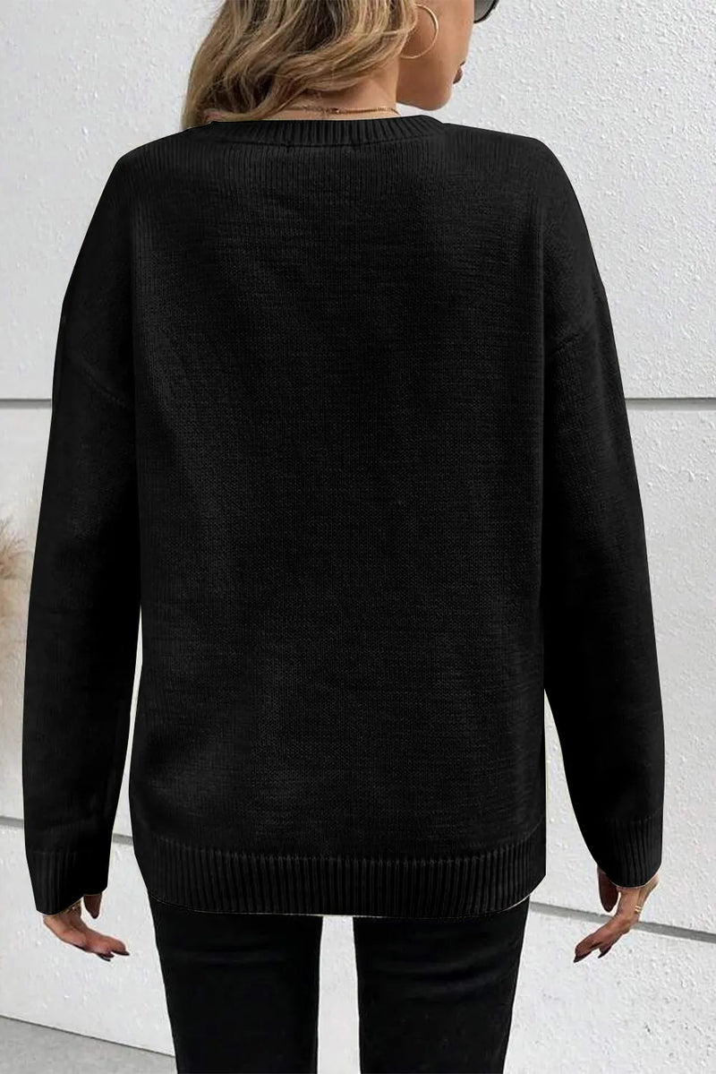 BOO Round Neck Long Sleeve Sweater - Maple Row Boutique 