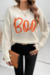 BOO Round Neck Long Sleeve Sweater - Maple Row Boutique 
