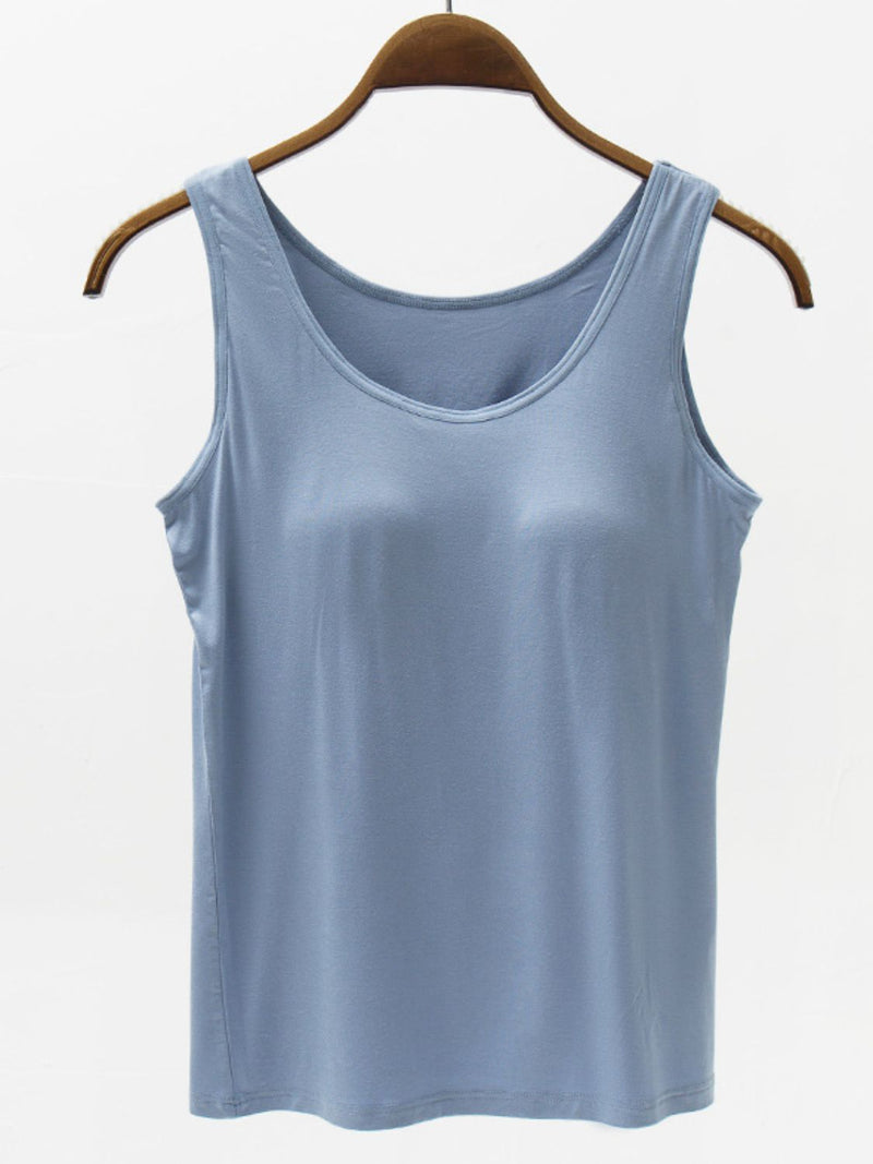 Full Size Wide Strap Modal Tank with Bra - Maple Row Boutique 