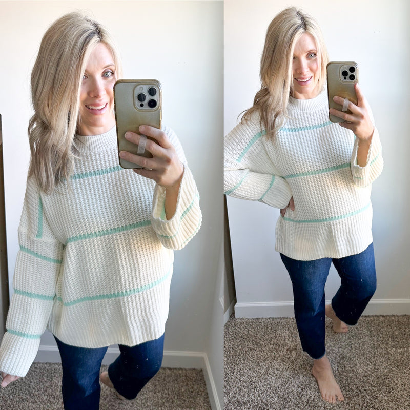 A Part Mint Knit Sweater - Maple Row Boutique 