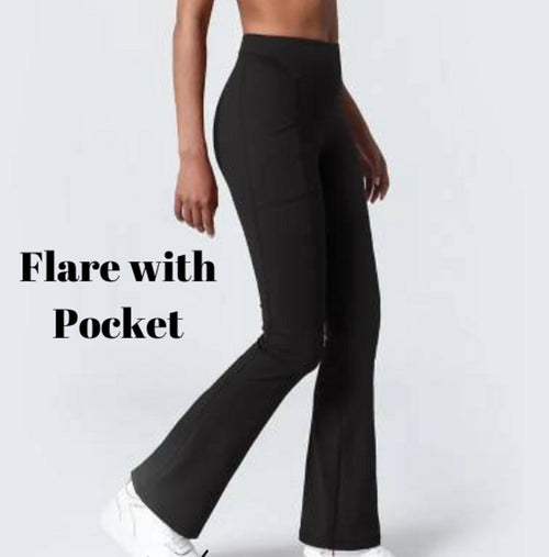 Flare Yoga Pants with Pocket - Maple Row Boutique 