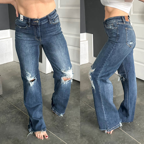 Rose High Rise 90's Straight Jeans in Dark Wash - Maple Row Boutique 