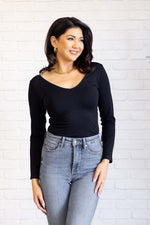 Bring in the Basics Seamless Reversible V-Neck Black - Maple Row Boutique 