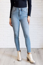 Justine High Rise Control Top Contrast Wash Skinny Jeans - Maple Row Boutique