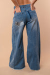 Patchwork Wide Leg Jeans - Maple Row Boutique