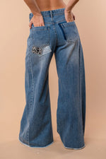 Patchwork Wide Leg Jeans - Maple Row Boutique