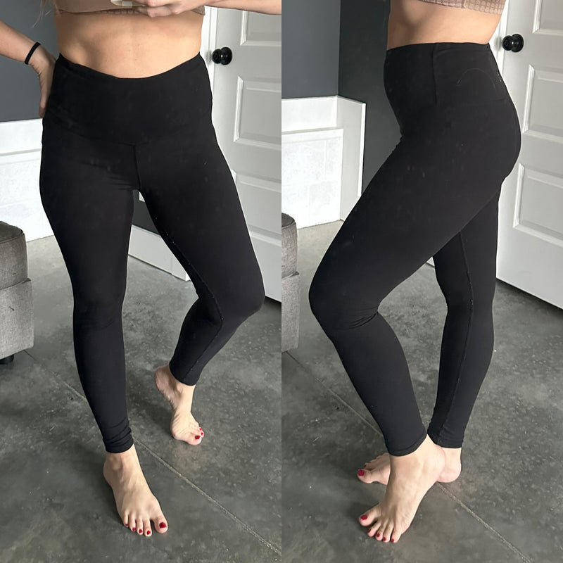 High Waisted Leggings By Anchored Arrow In Black - Maple Row Boutique 