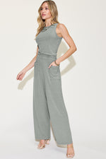 Basic Bae Full Size Ribbed Tank and Wide Leg Pants Set - Maple Row Boutique 