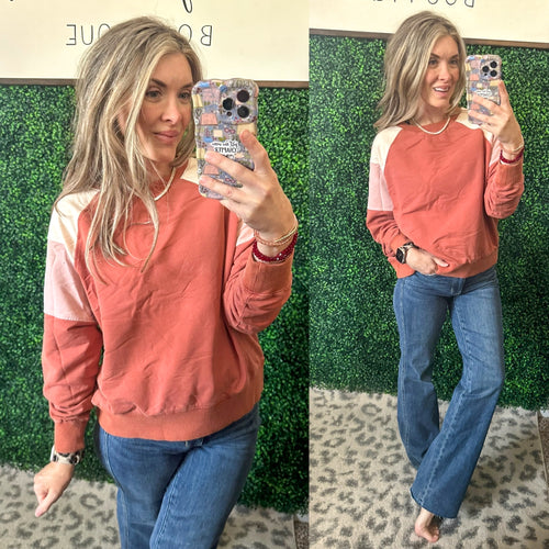 Washed Brick Crewneck - Maple Row Boutique