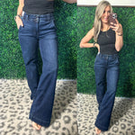 Judy Blue Wide Leg Dark Wash Trouser Jeans