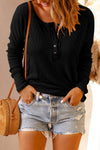 Double Take Full Size Half Button Drop Shoulder T-Shirt - Maple Row Boutique 