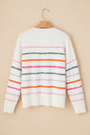 Striped Round Neck Dropped Shoulder Sweater - Maple Row Boutique 