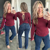 Twist Back Top In Crimson - Maple Row Boutique 