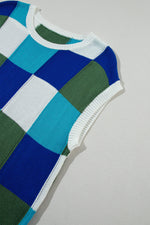 Color Block Round Neck Cap Sleeve Knit Top - Maple Row Boutique 