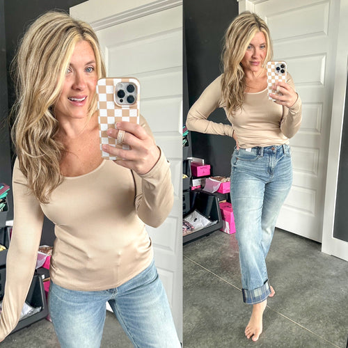 Scoop Neck Top In Sand - Maple Row Boutique 