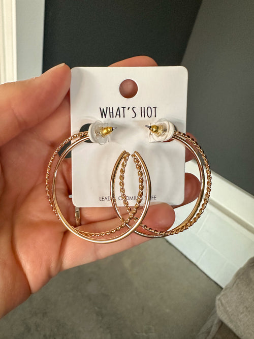 2.26 Double Layered Hoop Earrings In Gold - Maple Row Boutique 