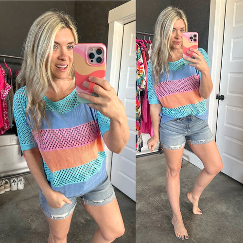 Friend Of A Friend Loose Knit Striped Sweater - Maple Row Boutique 
