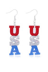 Patriotic USA Glitter Tiered Resin Earrings - Maple Row Boutique 