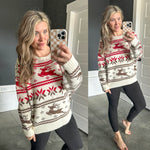 Cozy Knit Reindeer Sweater In Ivory - Maple Row Boutique 