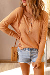 Double Take Full Size Half Button Drop Shoulder T-Shirt - Maple Row Boutique 