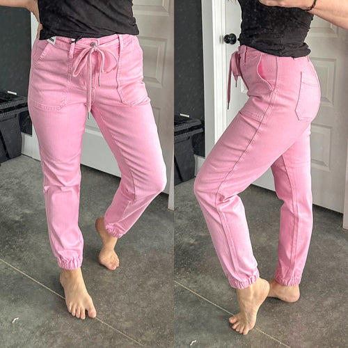 Regina High Rise Garment Dyed Denim Jogger - Maple Row Boutique 