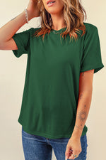 Round Neck Short Sleeve T-Shirt - Maple Row Boutique 