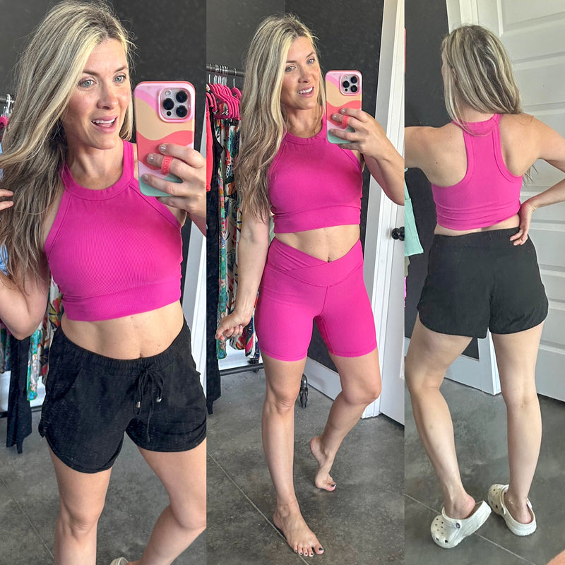 Sweet Thang Cropped Tank in Pink - Maple Row Boutique 
