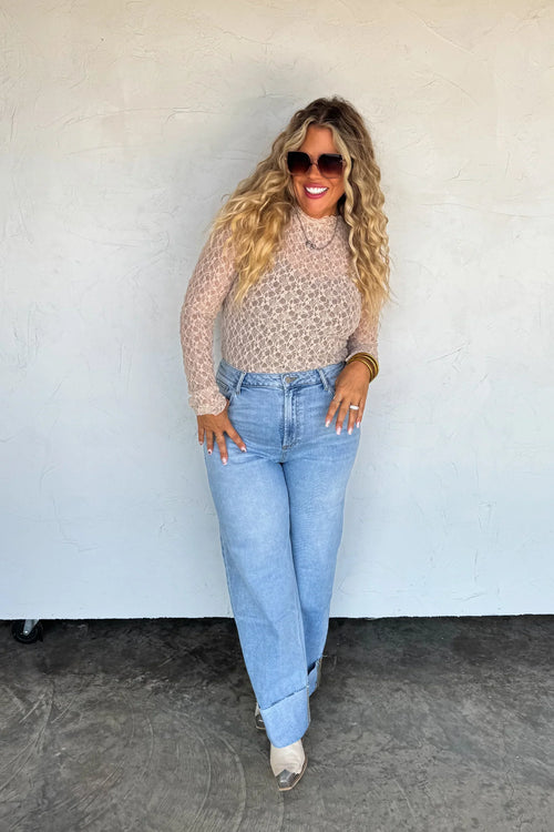 PREORDER: The Leni Wide Cuff Jean - Maple Row Boutique