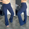 Ribbed High Waisted Pull On Pants In Deep Navy - Maple Row Boutique 