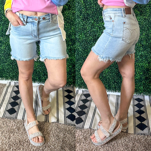 Darcy High Rise Adjustable Button Shorts - Maple Row Boutique