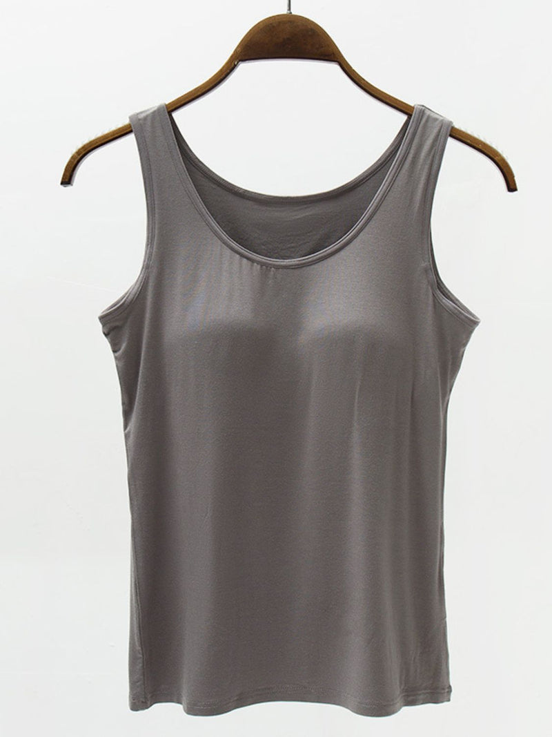 Full Size Wide Strap Modal Tank with Bra - Maple Row Boutique 