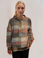 Double Take Full Size Plaid Dropped Shoulder Hoodie - Maple Row Boutique