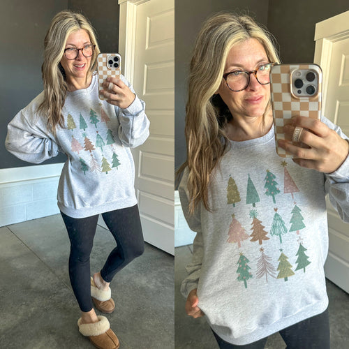 Christmas Trees Sweatshirt - Maple Row Boutique 