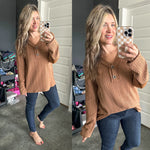Button Front Knit Top With Elbow Patch Detail In Autumn Leaves - Maple Row Boutique 