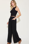 Basic Bae Full Size Ribbed Tank and Wide Leg Pants Set - Maple Row Boutique 