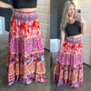 Patchwork Tiered Skirt In Bohemian Multicolors - Maple Row Boutique 
