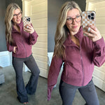 Ultra Soft Mock Neck Jacket In Heathered Plum - Maple Row Boutique 