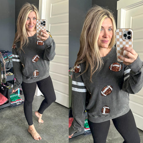Friday Night Lights Sequin Football Pullover - Maple Row Boutique 