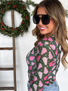 PREORDER: Christmas Printed Mesh Tops - Maple Row Boutique