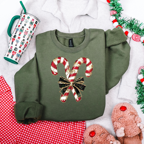 Candy Cane Christmas Graphic Tee and Sweatshirt - Maple Row Boutique
