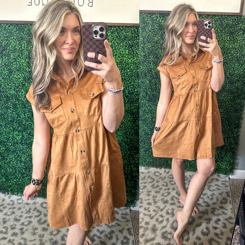 Don't Hang Up Faux Suede Shirt Dress - Maple Row Boutique