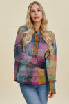 Double Take Full Size Plaid Dropped Shoulder Hoodie - Maple Row Boutique 
